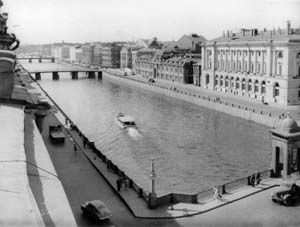 Перспектива набережной реки Фонтанки у моста Ломоносова. 1959 г., ф. Н. Егоров.
